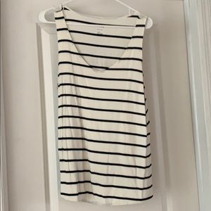 Black and white striped knit tank/shell top